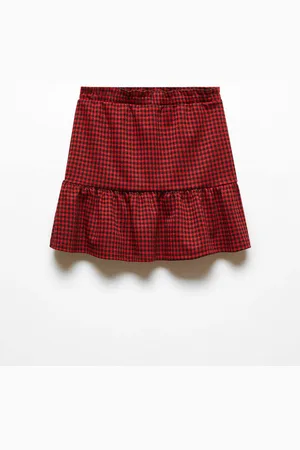 MANGO Girls Checked A-Line Skirt