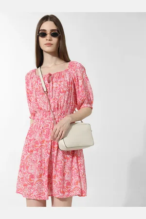 ONLY Onldclover Ethnic Motifs Printed Square Neck Fit & Flare Dress
