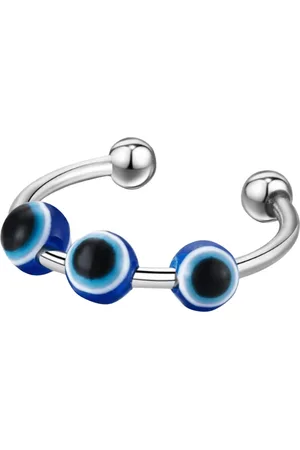 EL REGALO Set Of 2 Evil Eye Beaded Adjustable Finger Rings