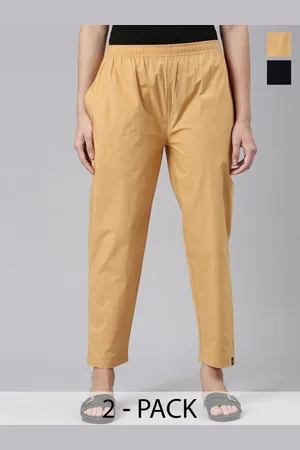 Twin Birds Women Pack Of 2 Mid-Rise Pure Cotton Cigarette Trousers