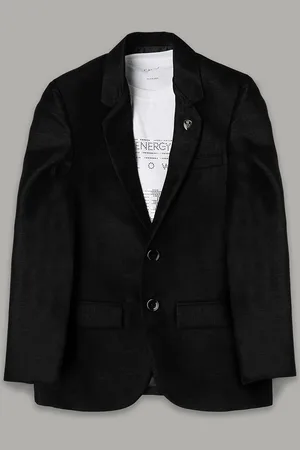 CAVIO Boys Pure Cotton Notched Lapel Collar Single-Breasted Blazer With T-Shirt