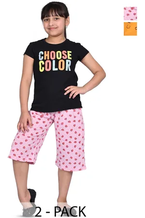 BAESD Girls Pack Of 2 Printed Cotton Capris