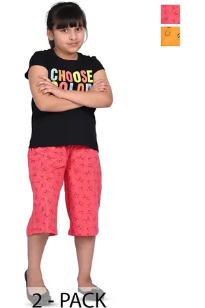 BAESD Girls Pack Of 2 Printed Cotton Capris
