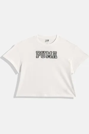 PUMA Girls Brand Logo Graphics Print Dancing Queen Pure Cotton Relaxed Fit Crop T-shirt