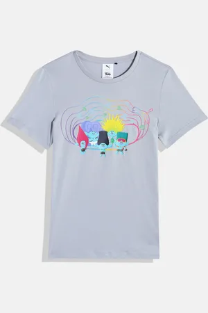 PUMA X Trolls Boys Humour & Comic Print Knitted Pure Cotton T-shirt