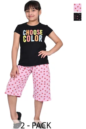 BAESD Girls Pack Of 2 Printed Cotton Capris