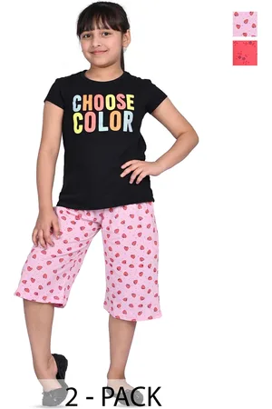 BAESD Girls Pack Of 2 Printed Cotton Capris