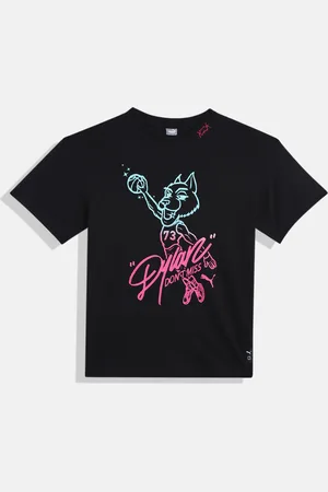 PUMA Boys Basketball Dylan Typography Print Pure Cotton Relaxed Fit T-shirt