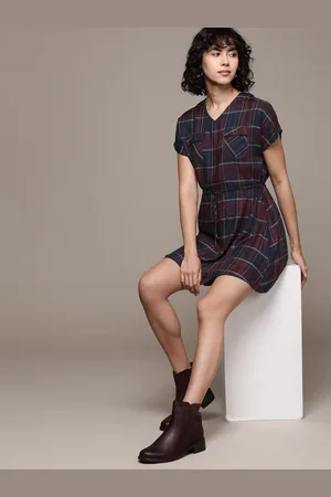 Roadster Checked A-Line Dress
