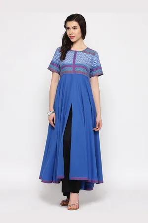 Sera Women Blue Printed Kurta with Palazzos