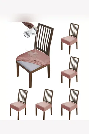 HOKIPO Pink 6 Pieces Waterproof Stretchable Chair Seat Covers