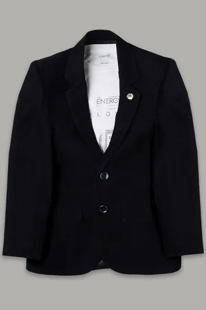 CAVIO Boys Comfort Fit Notched Lapel Collar Pure Cotton Single-Breasted Blazer & T-Shirt