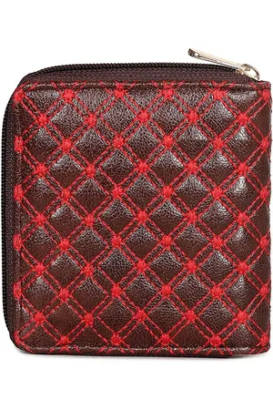 THE CLOWNFISH Cozy Women Red & Brown Geometric Printed Zip Around Wallet
