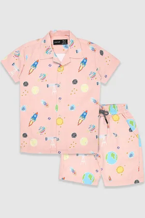 CAVIO Boys Printed Shirt Collar Shirt With Short