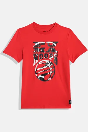PUMA Boys Basketball Blueprint Youth Brand Logo Print Knitted Pure Cotton T-shirt