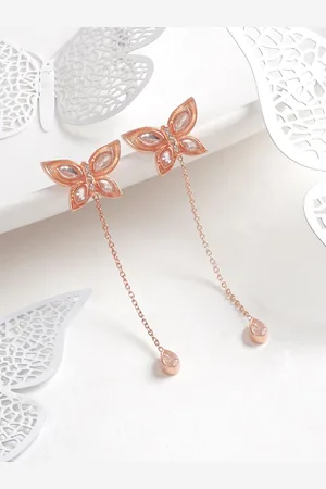 Joker & Witch Rose Gold Plated Stone Studded Contemporary Drop Earrings