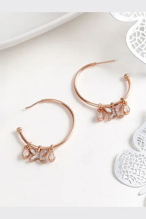 Joker & Witch Rose Gold-Plated Contemporary Half Hoop Earrings