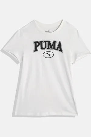 PUMA Girls Squad Youth Graphic Brand Logo Print Knitted Pure Cotton T-shirt