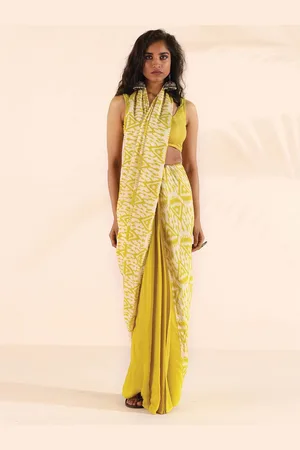 trueBrowns Ethnic Motifs Ready to Wear Ikat Saree