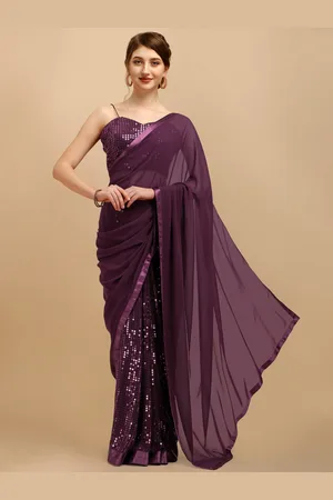 Sangria Women Sequinned Embellished Saree with Blouse Piece