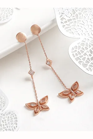 Joker & Witch Rose Gold-Plated Butterfly Shaped Drop Earrings