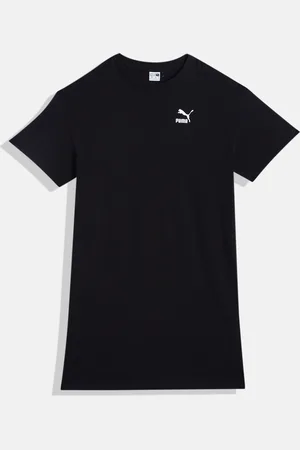 PUMA Girls Better Classics Drop-Shoulder Sleeves Pure Cotton Relaxed Fit T-shirt Dress