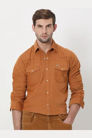 Mufti Slim Fit Spread Collar Long Sleeves Pocket Cotton Casual Shirt