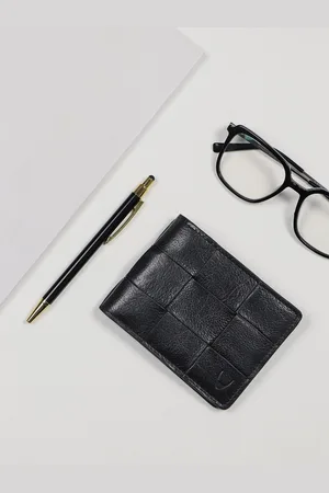 Hidesign Men Geometric Textured Leather Two Fold Wallet