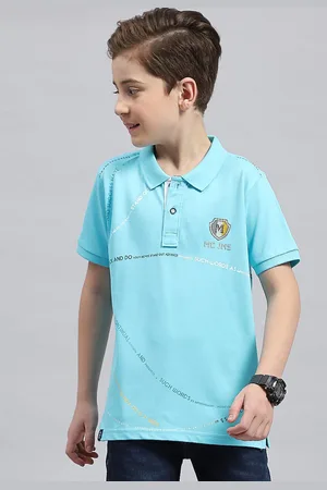 Monte Carlo Boys Typography Printed Polo Collar Cotton T-shirt