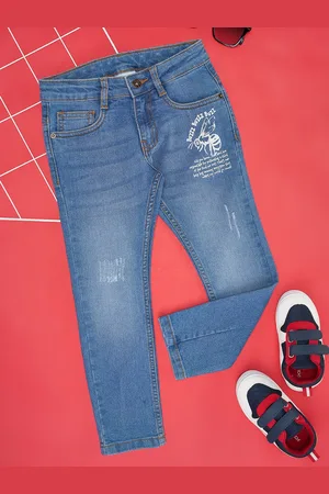Pantaloons Boys Printed Slim Fit Low Distress Light Fade Stretchable Jeans