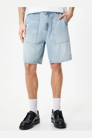 Koton Men Loose Fit Mid-Rise Cotton Denim Shorts