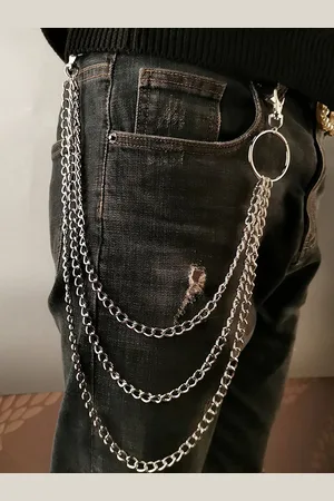 Yellow Chimes Men Silver-Toned Stainless Steel Rhodium Plated Multilayered Jeans Chain