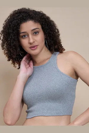 Roadster The Life style Co. Grey Sleeveless Crop Top