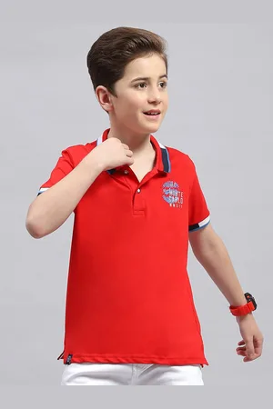 Monte Carlo Boys Typography Printed Polo Collar Cotton T-shirt