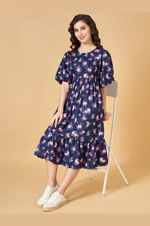 Pantaloons Floral Print Fit & Flare Tiered Midi Dress