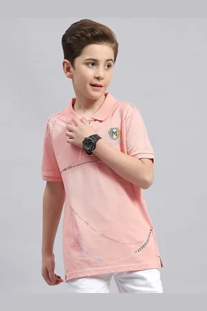 Monte Carlo Boys Typography Printed Polo Collar Cotton T-shirt