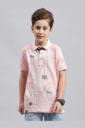 Monte Carlo Boys Typography Printed Polo Collar Cotton T-shirt