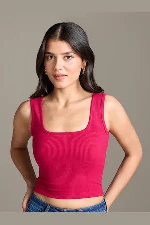20Dresses Magenta Square Neck Fitted Crop Top