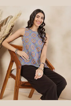 Anouk Printed Sleeveless Pure Cotton Top