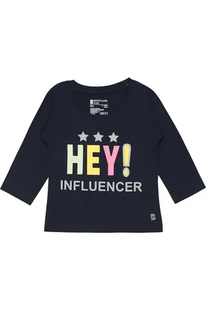 BodyCare Girls Typography Printed Cotton T-Shirt