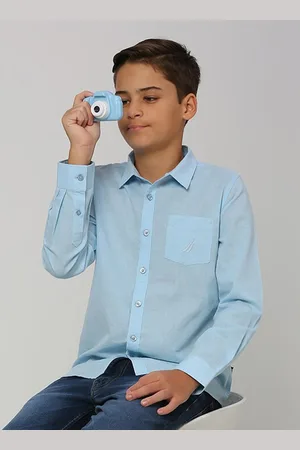 Nautica Boys Premium Fit Spread Collar Cotton Long Sleeves Casual Shirt