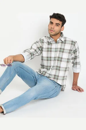 Club York Tartan Checked Spread Collar Long Sleeves Cotton Casual Shirt