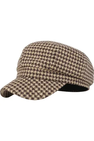 iSWEVEN Unisex Checked Cotton Ascot Cap