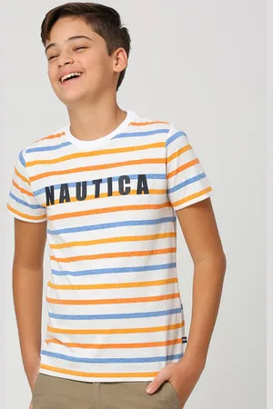 Nautica Boys Round Neck Pure Cotton Striped T-shirt