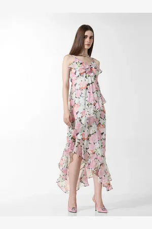 ONLY ONLPROMISE SL Floral Printed Shoulder Straps Chiffon A-Line Midi Dress