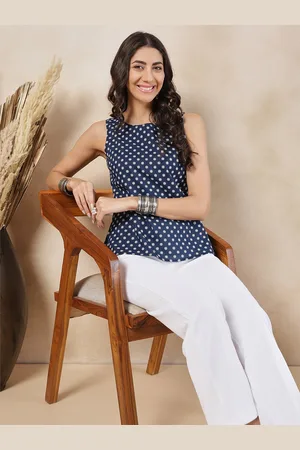 Anouk Floral Printed Sleeveless Pure Cotton Top