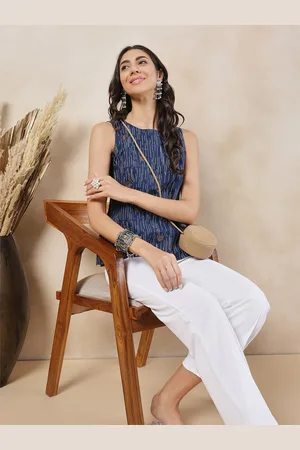 Anouk Abstract Printed Sleeveless Pure Cotton Top