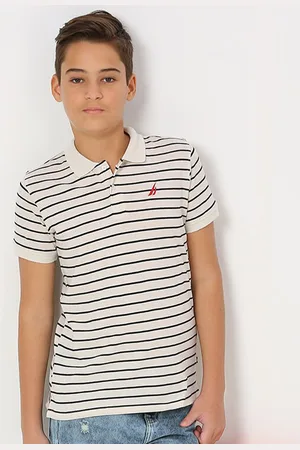 Nautica Boys Striped Polo Collar Cotton T-shirt