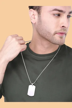 Yellow Chimes Men Silver-Toned Rhodium-Plated Pendant with Chain