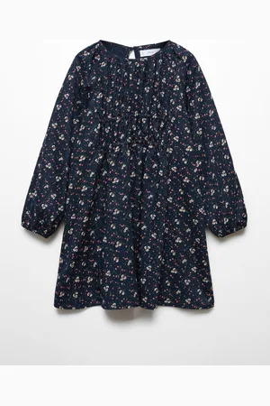 MANGO Girls Floral Print Puff Sleeve Fit & Flare Dress